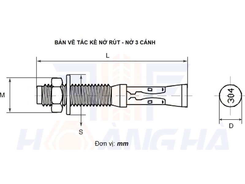 Cấu tạo của bulong nở 3 cánh