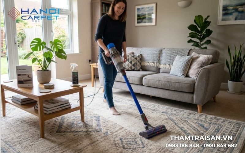 Cách bảo quản thảm trải sàn phòng khách luôn bền đẹp