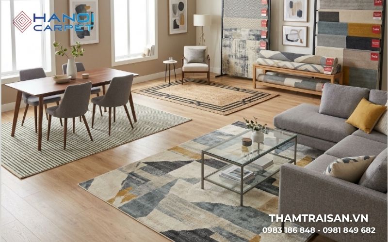 Lựa chọn kích thước thảm trải sàn phòng khách đúng tỷ lệ