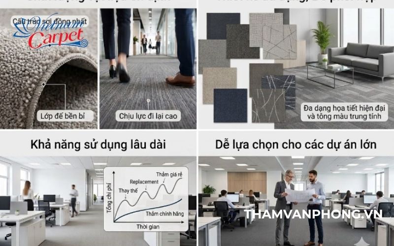 Ưu điểm khi lựa chọn thảm hiện đại chính hãng